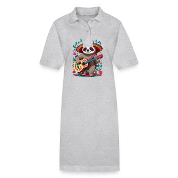 Paresseux, Mariachi, Mexique, Musique, Fiesta - Robe polo bio PAIGER Stanley/Stella Femme - gris chiné - Devant