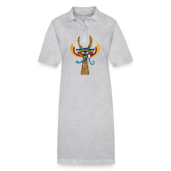 Egyptian Eye Of Horus Ankh - Stanley/Stella PAIGER Organic Women’s Polo Dress - heather grey - Front