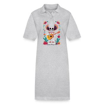 Mexicain Mariachi Squelette Guitariste Fiesta - Robe polo bio PAIGER Stanley/Stella Femme - gris chiné - Devant