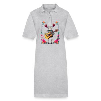 Guitariste squelette mariachi mexicain - Robe polo bio PAIGER Stanley/Stella Femme - gris chiné - Devant