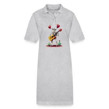 Guitariste squelette mariachi mexicain - Robe polo bio PAIGER Stanley/Stella Femme - gris chiné - Devant