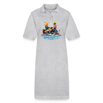 Poisson bar - Robe polo bio PAIGER Stanley/Stella Femme - gris chiné - Devant