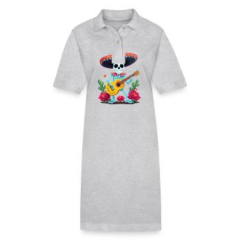 Mexicain Mariachi Squelette Guitariste Fiesta - Robe polo bio PAIGER Stanley/Stella Femme - gris chiné - Devant