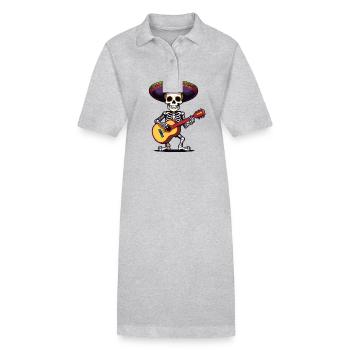 Guitariste squelette mariachi mexicain - Robe polo bio PAIGER Stanley/Stella Femme - gris chiné - Devant