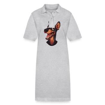 Pinscher | German Pinscher | Cartoon Artwork - Stanley/Stella Frauen Bio-Polokleid PAIGER - Grau meliert - Vorne