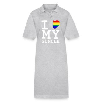 J’aime mon oncle Gay Homosexuel Rainbow Heart - Robe polo bio PAIGER Stanley/Stella Femme - gris chiné - Devant