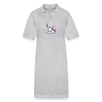 Einhorn mit Schnurrbart - Stanley/Stella Frauen Bio-Polokleid PAIGER - Grau meliert - Vorne