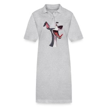 Lévrier | Lévrier | Illustration de dessin animé - Robe polo bio PAIGER Stanley/Stella Femme - gris chiné - Devant