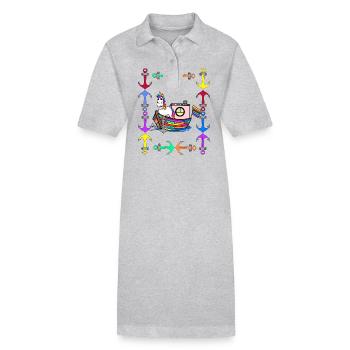 Regenbogen Einhörner Regenbogenfahne LGBT - Stanley/Stella Frauen Bio-Polokleid PAIGER - Grau meliert - Vorne