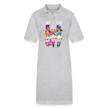 Whats Up Sister Funny Trendy Streamer Cute Girl - Stanley/Stella PAIGER Organic Women’s Polo Dress - heather grey - Front
