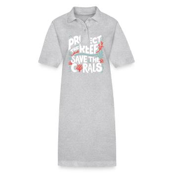 Schütze die Riffe Rette die Korallen Ozeanliebhaber - Stanley/Stella Frauen Bio-Polokleid PAIGER - Grau meliert - Vorne