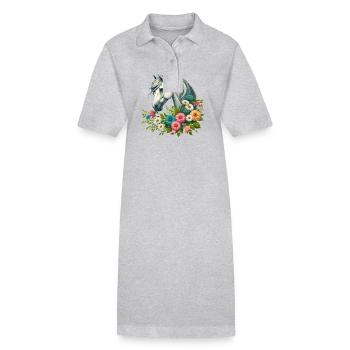Blumiges Pferd im Garten - Stanley/Stella Frauen Bio-Polokleid PAIGER - Grau meliert - Vorne