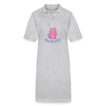 Love Dragons Fabeltier Drache - Stanley/Stella Frauen Bio-Polokleid PAIGER - Grau meliert - Vorne