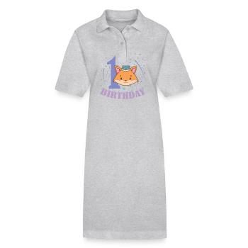 1. Birthday Katze Kind Mädchen - Stanley/Stella Frauen Bio-Polokleid PAIGER - Grau meliert - Vorne