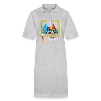 Message des marins marins marins de cacahuète dans une bouteille - Robe polo bio PAIGER Stanley/Stella Femme - gris chiné - Devant