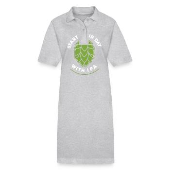 Beginnen Sie Ihren Tag mit IPA lustige Bier Sprüche - Stanley/Stella Frauen Bio-Polokleid PAIGER - Grau meliert - Vorne