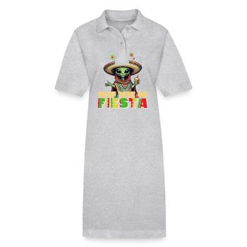 Lustiger Fiesta Spruch Zum Feiern Hier - Stanley/Stella Frauen Bio-Polokleid PAIGER - Grau meliert - Vorne