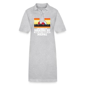 Im Tired of Waking Up and Not Being In Nepal - Stanley/Stella Frauen Bio-Polokleid PAIGER - Grau meliert - Vorne