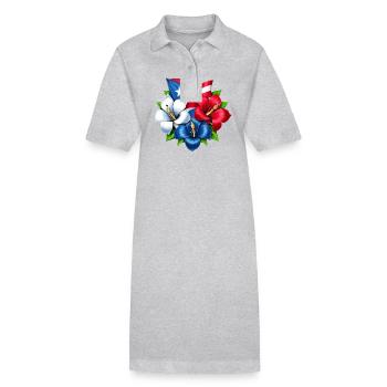 Puerto Rico Blumen Flagge - Stanley/Stella Frauen Bio-Polokleid PAIGER - Grau meliert - Vorne