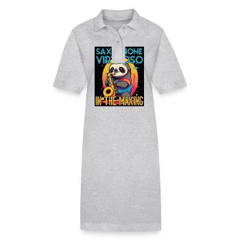 Funny Saxophone Sloth Jazz Music Design - Stanley/Stella PAIGER Organic Women’s Polo Dress - heather grey - Front
