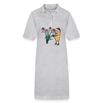 Erdnuss Frühling Schnee Garten Blumen Frost - Stanley/Stella Frauen Bio-Polokleid PAIGER - Grau meliert - Vorne