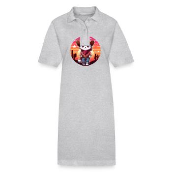 Chat cowboy - Robe polo bio PAIGER Stanley/Stella Femme - gris chiné - Devant