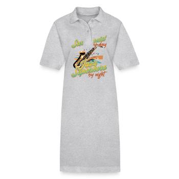 Funny Saxophone Design Jazz Music Lover - Stanley/Stella PAIGER Organic Women’s Polo Dress - heather grey - Front