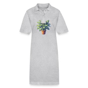 Dieffenbachia-Pflanze im Topf - Stanley/Stella Frauen Bio-Polokleid PAIGER - Grau meliert - Vorne