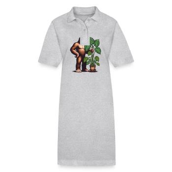 Bigfoot mit Monstera Pflanze - Stanley/Stella Frauen Bio-Polokleid PAIGER - Grau meliert - Vorne