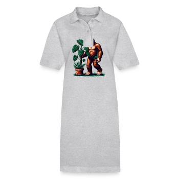 Bigfoot mit Monstera Pflanze - Stanley/Stella Frauen Bio-Polokleid PAIGER - Grau meliert - Vorne