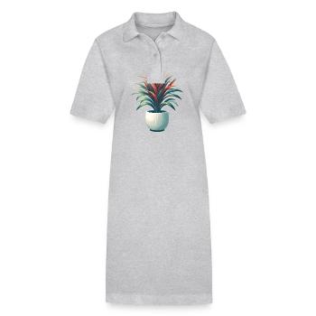 Dracaena Pflanze im Topf - Stanley/Stella Frauen Bio-Polokleid PAIGER - Grau meliert - Vorne