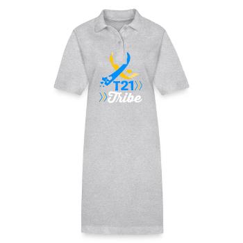 Down syndrome - Stanley/Stella PAIGER Organic Women’s Polo Dress - heather grey - Front