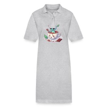 Un extraterrestre nage dans une tasse de cacao - Robe polo bio PAIGER Stanley/Stella Femme - gris chiné - Devant