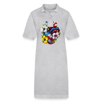 Porto Rico Boricua Coeur - Robe polo bio PAIGER Stanley/Stella Femme - gris chiné - Devant