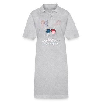 Viel Spaß am 4. Juli mit Capy-Blast - Patriot - Stanley/Stella Frauen Bio-Polokleid PAIGER - Grau meliert - Vorne