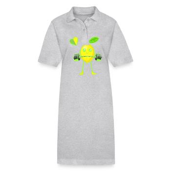 Lemon Weight Exercise Weight GYM Exercise Muscles - Stanley/Stella PAIGER Organic Women’s Polo Dress - heather grey - Front