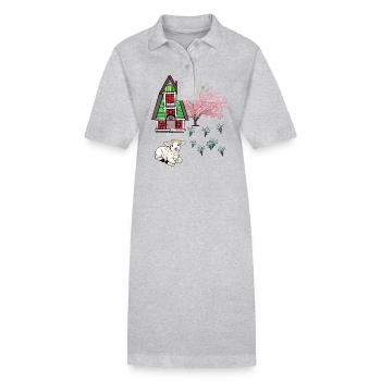 Frohe Ostern Lamm Schaff Ostern Natur Frühling - Stanley/Stella Frauen Bio-Polokleid PAIGER - Grau meliert - Vorne