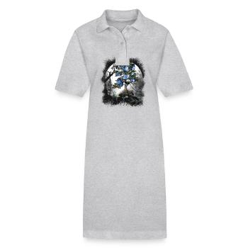 Wald mystisch Schmetterlinge Frühling Waldtiere - Stanley/Stella Frauen Bio-Polokleid PAIGER - Grau meliert - Vorne