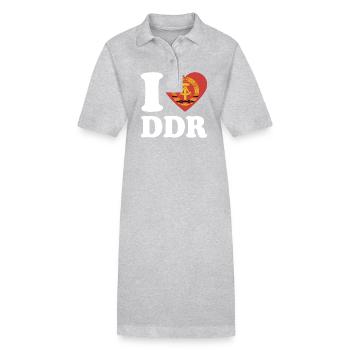 I Love DDR - Herz - Ostalgie - Stanley/Stella Frauen Bio-Polokleid PAIGER - Grau meliert - Vorne