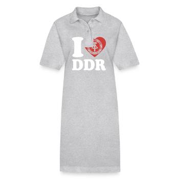 I Love DDR - Herz - Ostalgie - Stanley/Stella Frauen Bio-Polokleid PAIGER - Grau meliert - Vorne