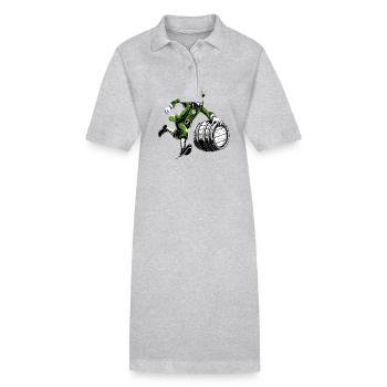 Fassschiebender Leprechaun (Irischer Kobold) - Stanley/Stella Frauen Bio-Polokleid PAIGER - Grau meliert - Vorne