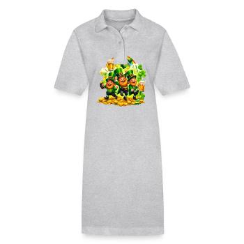 Lutin-arc-en-ciel (Lutin-du-Irlandais - Robe polo bio PAIGER Stanley/Stella Femme - gris chiné - Devant