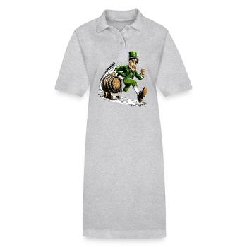Rennender Leprechaun (Irischer Kobold) - Stanley/Stella Frauen Bio-Polokleid PAIGER - Grau meliert - Vorne