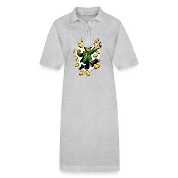 Glücklicher Leprechaun (Irischer Kobold) - Stanley/Stella Frauen Bio-Polokleid PAIGER - Grau meliert - Vorne