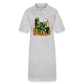 Entspannter Leprechaun (Irischer Kobold) - Stanley/Stella Frauen Bio-Polokleid PAIGER - Grau meliert - Vorne
