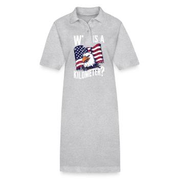 WTF ist ein Kilometer America Eagle US Flag Lustig - Stanley/Stella Frauen Bio-Polokleid PAIGER - Grau meliert - Vorne