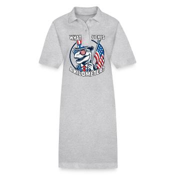 WTF est un président du T-Rex du drapeau américain d’un kilomètre - Robe polo bio PAIGER Stanley/Stella Femme - gris chiné - Devant