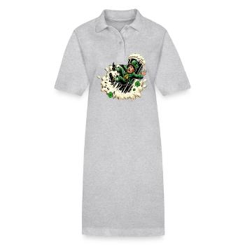 Fallender Leprechaun (Irischer Kobold) - Stanley/Stella Frauen Bio-Polokleid PAIGER - Grau meliert - Vorne