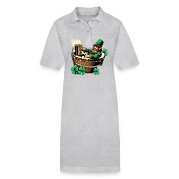 Badender Leprechaun (Irischer Kobold) - Stanley/Stella Frauen Bio-Polokleid PAIGER - Grau meliert - Vorne