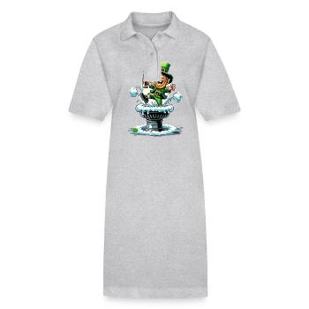 Springender Leprechaun (Irischer Kobold) - Stanley/Stella Frauen Bio-Polokleid PAIGER - Grau meliert - Vorne